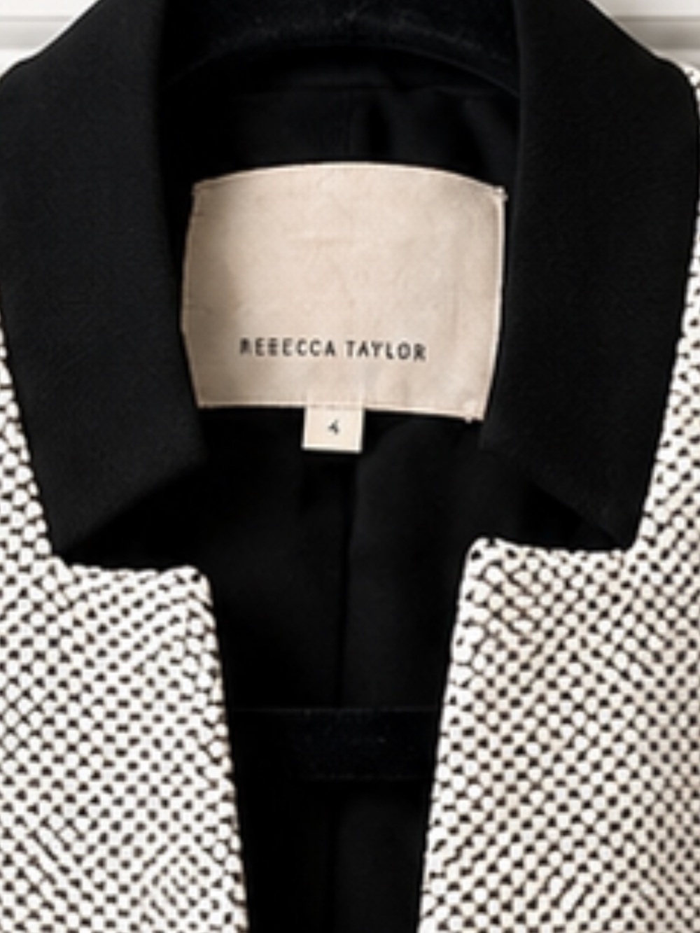 Rebecca Taylor Black & White Textured Collarless Blazer Size 4 Fall Ready! - Picture 6 of 6